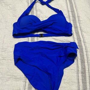 Women's Blue Halter Bikini Set